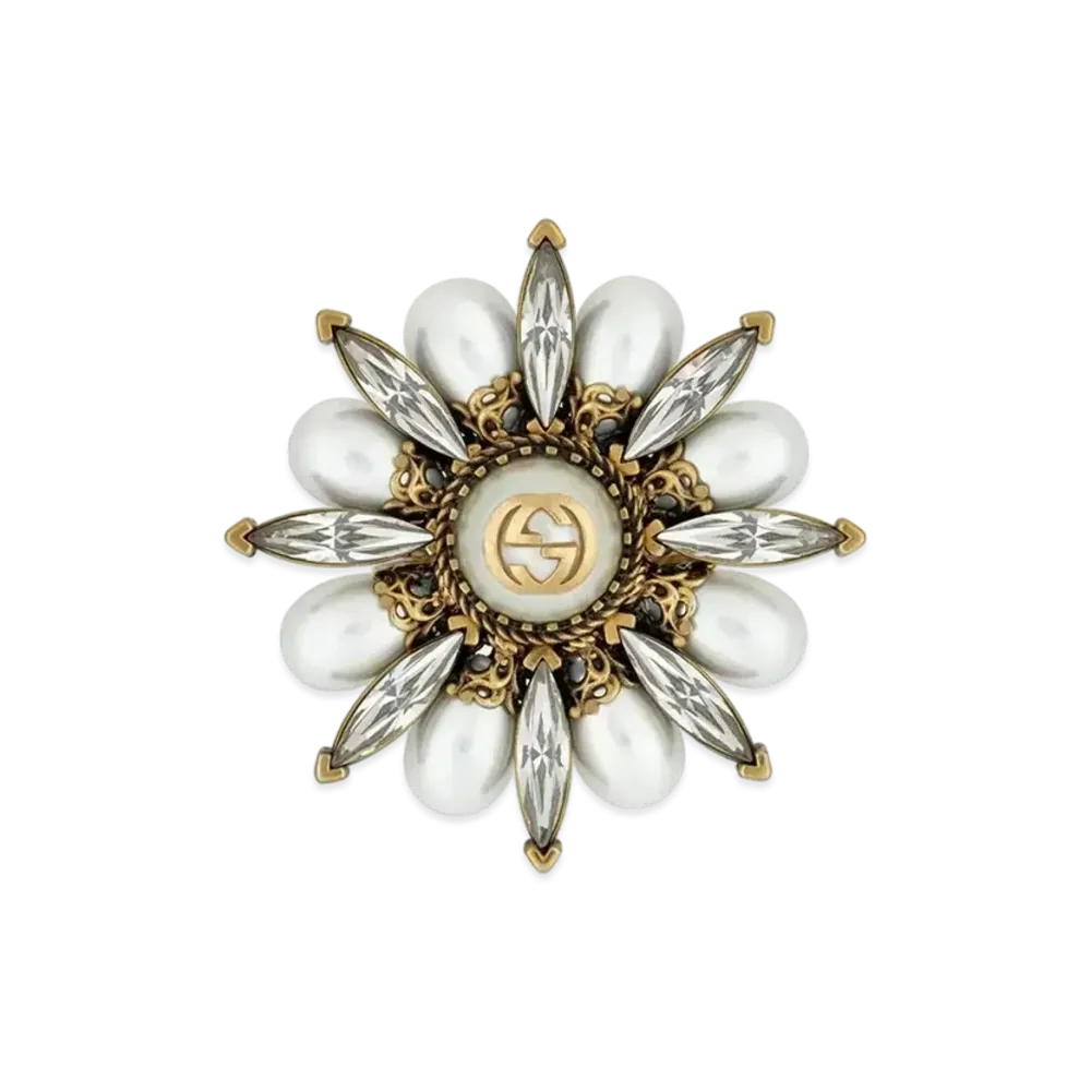 GUCCI Interlocking G Floral Ring