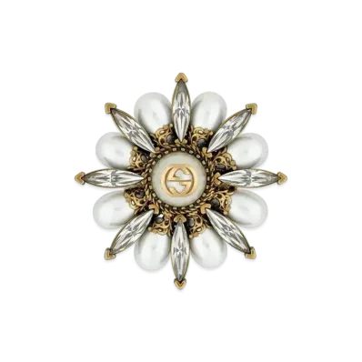GUCCI Interlocking G Floral Ring