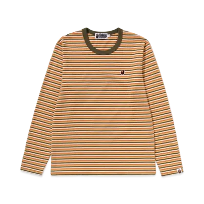 A BATHING APE Ape Head One Point Hoop L/S Tee "Orange"