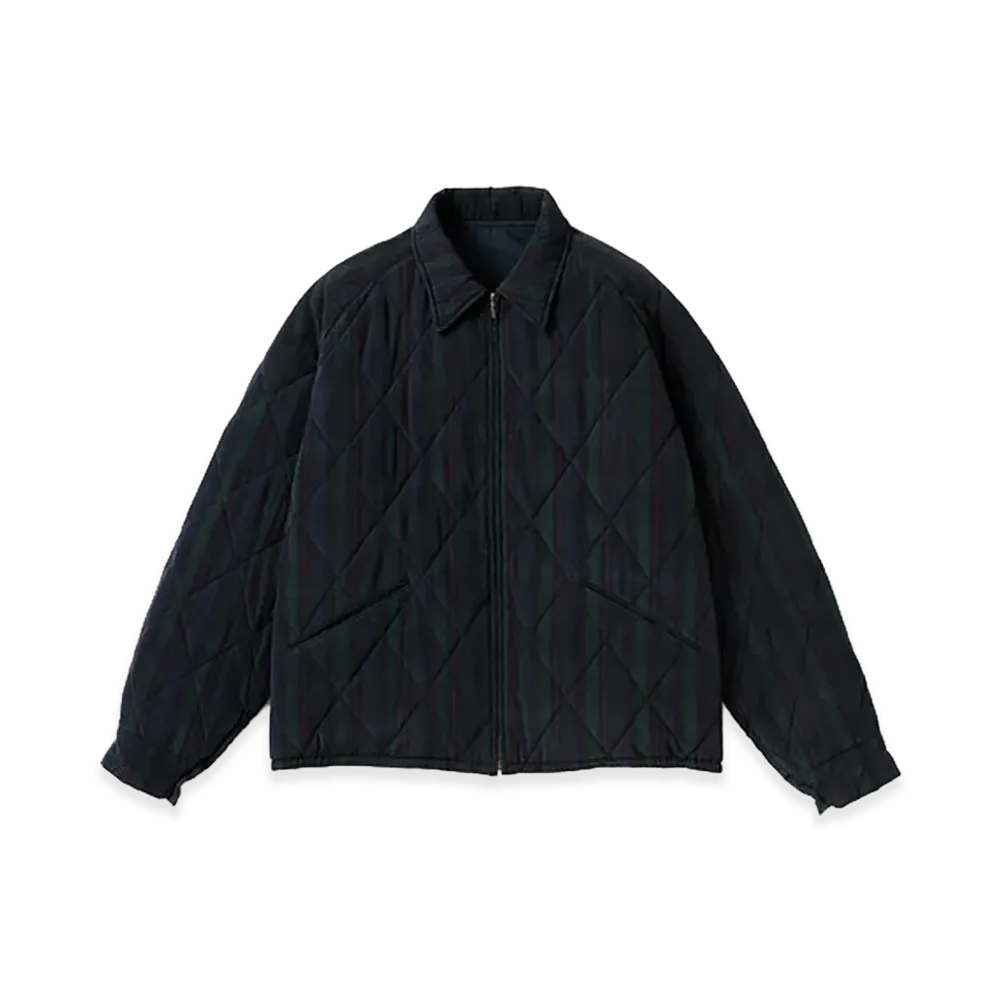 A.PRESSE Washed Silk Rayon Reversible Souvenir Jacket "Check/Navy"