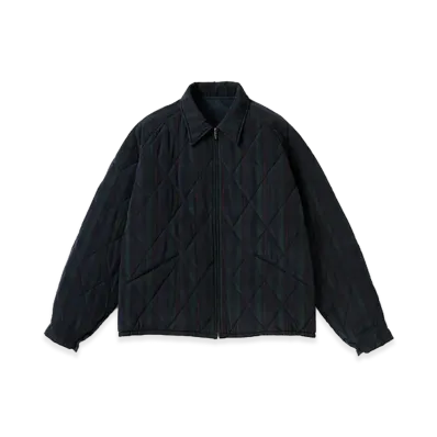 A.PRESSE Washed Silk Rayon Reversible Souvenir Jacket "Check/Navy"