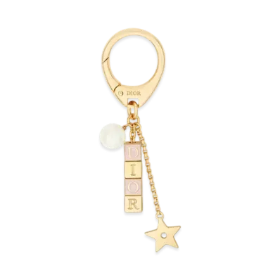 Dior D-Dice Bag Charm Metal with Lacquer and Resin Pearl "Gold/Pale Pink/White"