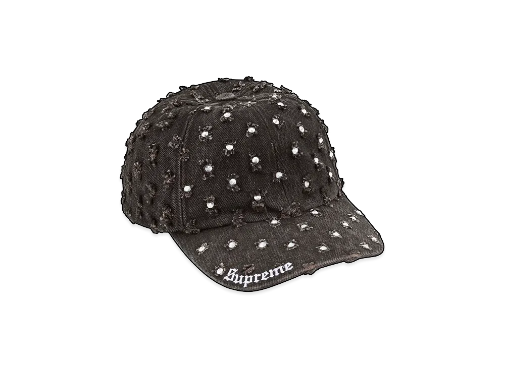 Supreme Hole Punch Rhinestone Denim 6-Panel "Black"