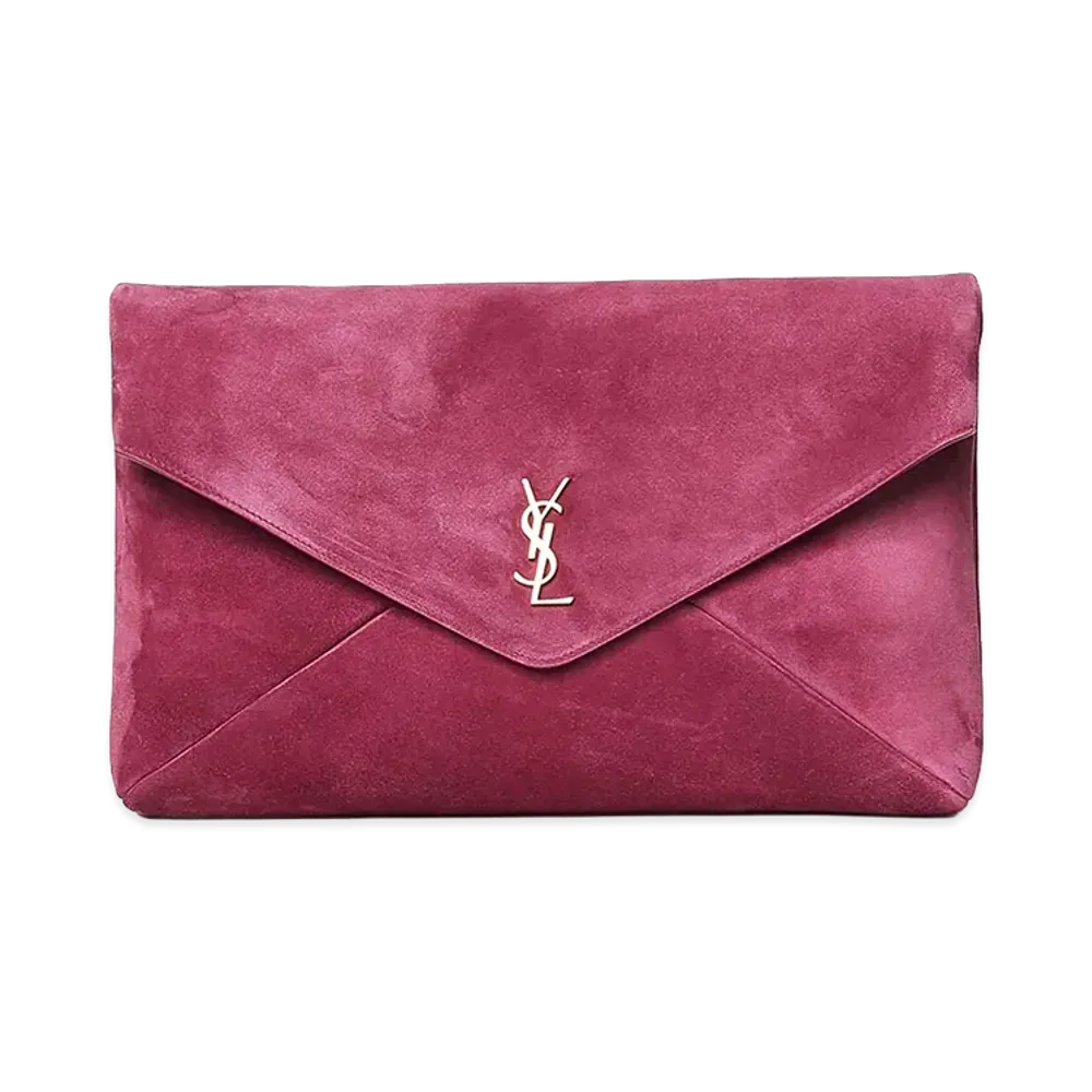 Saint Laurent Women's Cassandre Suede Clutch "Purple"