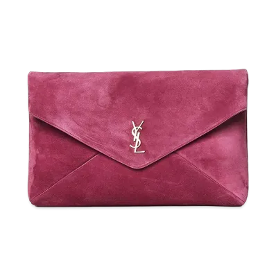 Saint Laurent Women's Cassandre Suede Clutch "Purple"