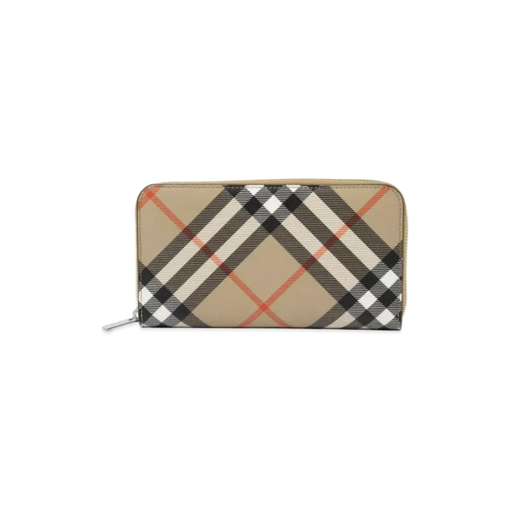 Burberry Large Check Zip Wallet "Sand"
