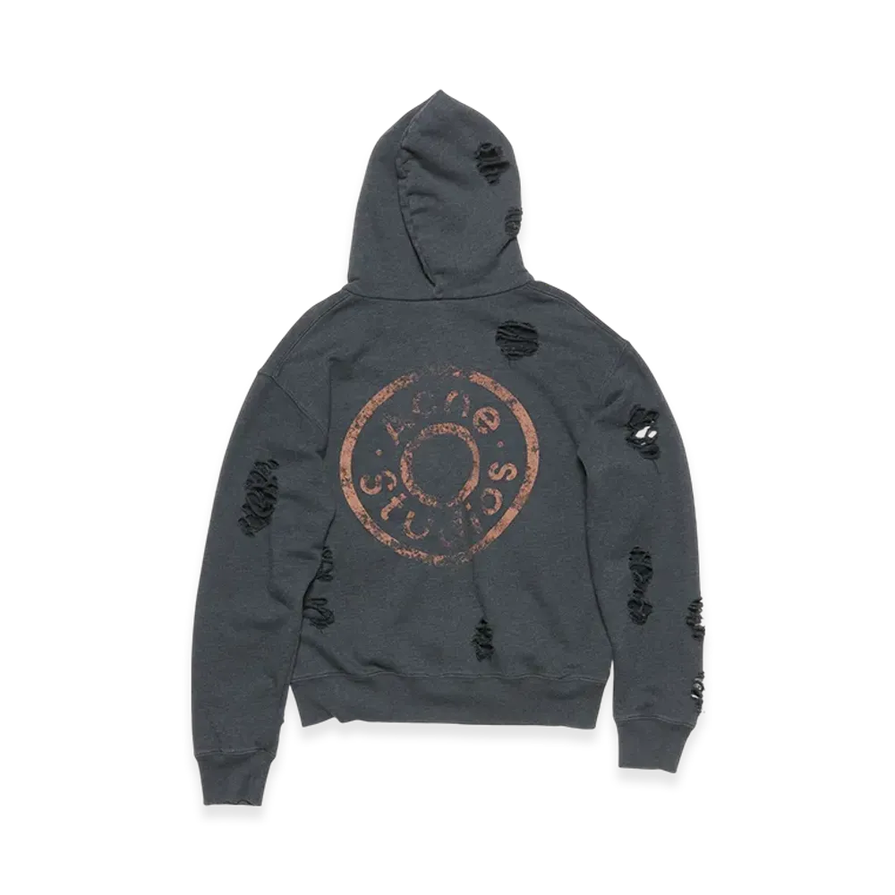 Acne Studios Hooded Zip-Up Sweatshirt "Black Melange"