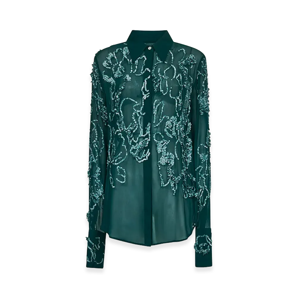 DRIES VAN NOTEN Women's Embroidered Shirt "Green"