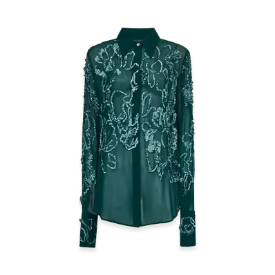 DRIES VAN NOTEN Women's Embroidered Shirt "Green"