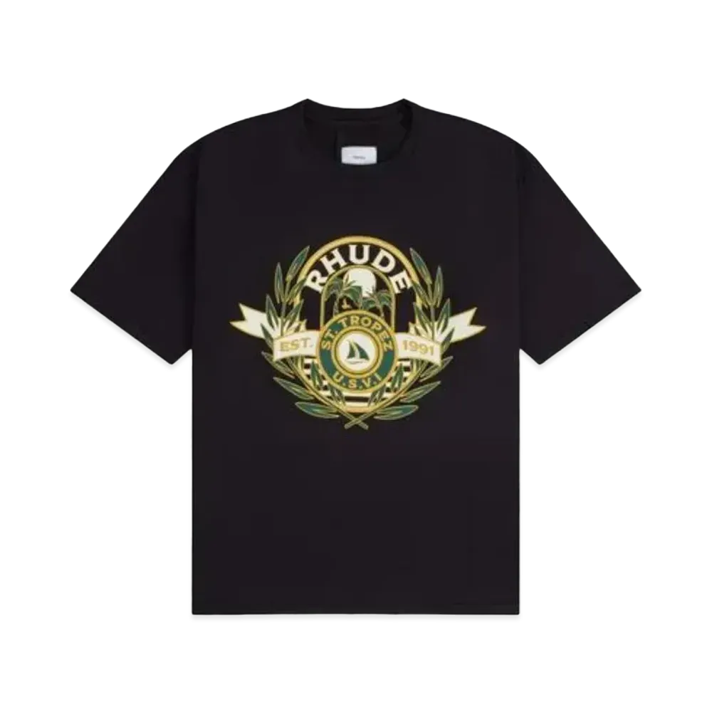 RHUDE St. Tropez Yacht Crest Tee "Black"