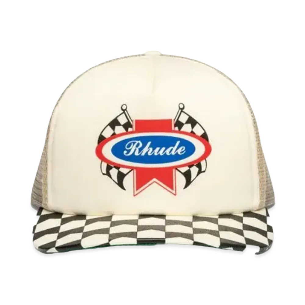RHUDE Chevron Rally Trucker Hat "Off White"