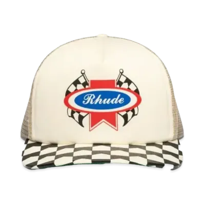 RHUDE Chevron Rally Trucker Hat "Off White"