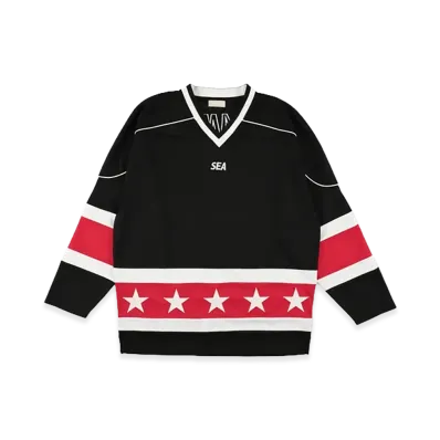 WIND AND SEA Oversized Hockey Shirt "Black Red"
