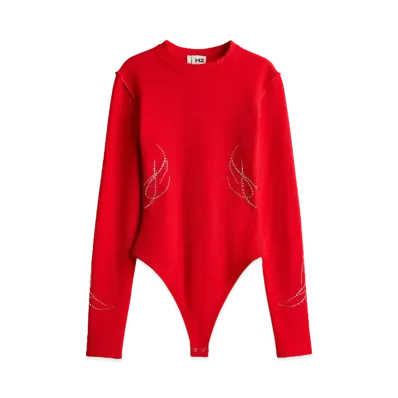 HERONPRESTON x H&M H2 Rhinestone-Detailed Thong Bodysuit "Red"