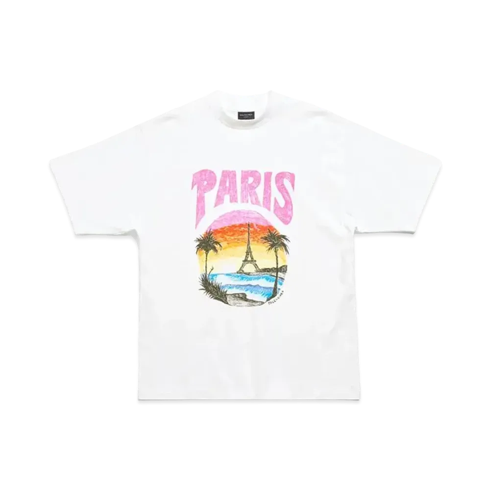 BALENCIAGA Paris Tropical T-Shirt Medium Fit "White"