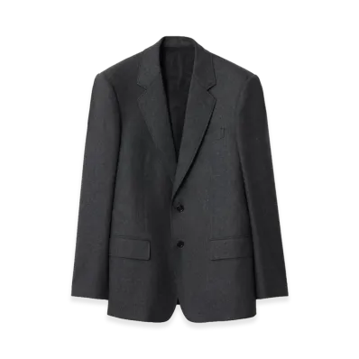 Burberry Wool Flannel Tailored Jacket "Brisk Grey"