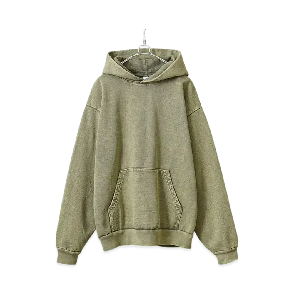 Los Angeles Apparel 14oz Mineral Wash Heavy Fleece Pullover Hoodie Sweat Parka "Matcha"
