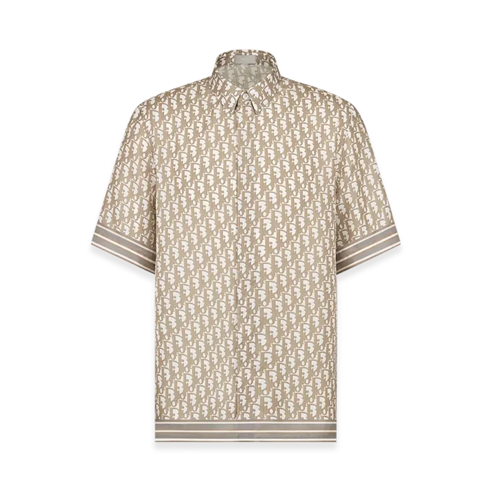 Dior Oblique Short-Sleeved Shirt Silk Twill "Beige"