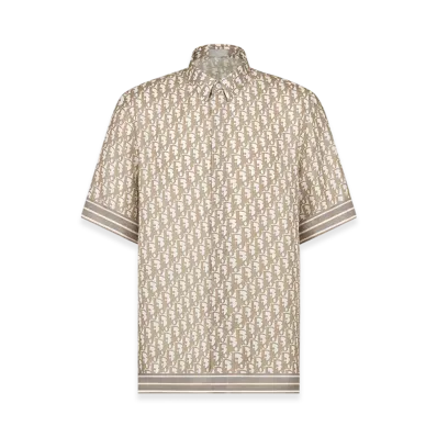 Dior Oblique Short-Sleeved Shirt Silk Twill "Beige"