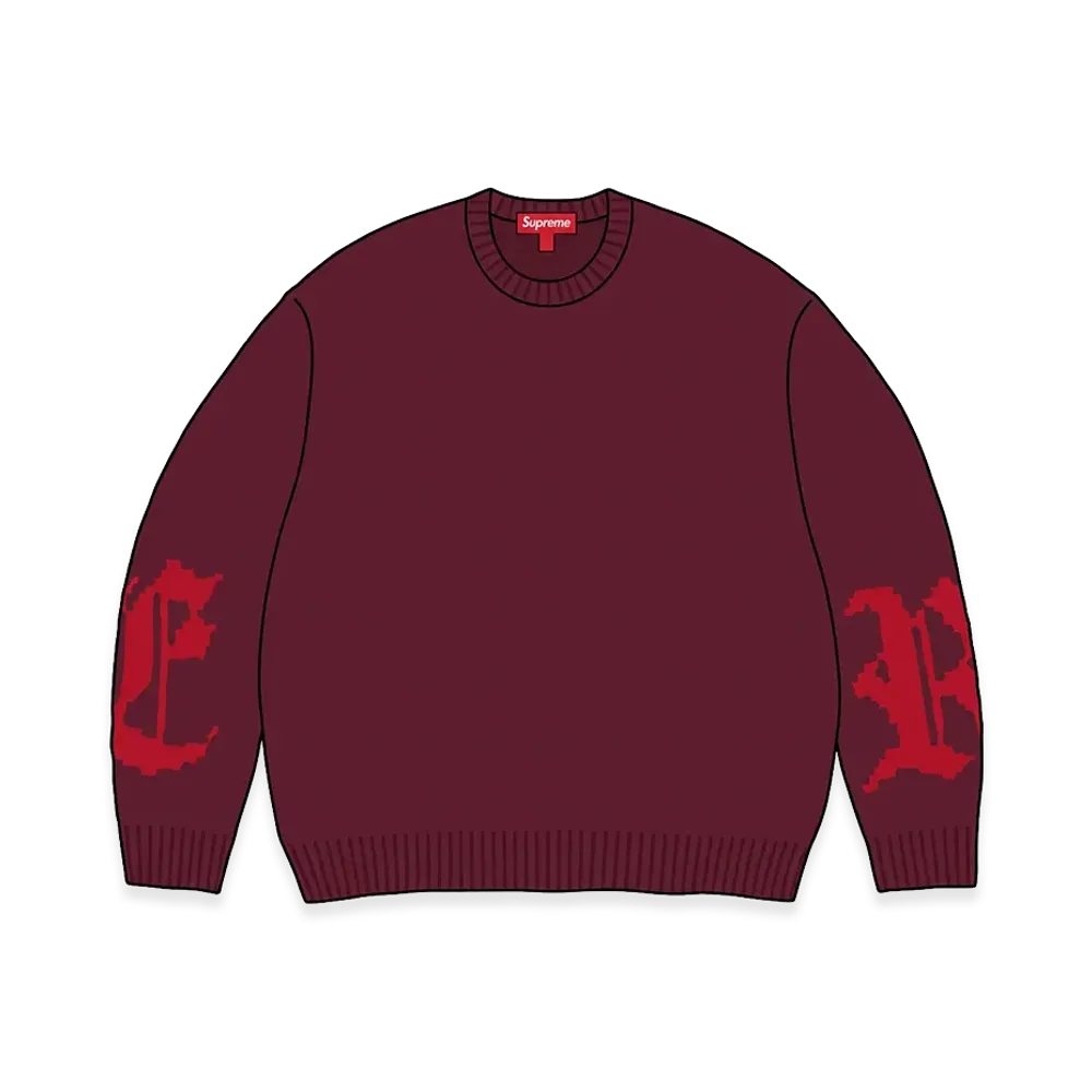 Supreme Cross Stitch Logo Sweater "Burgundy"
