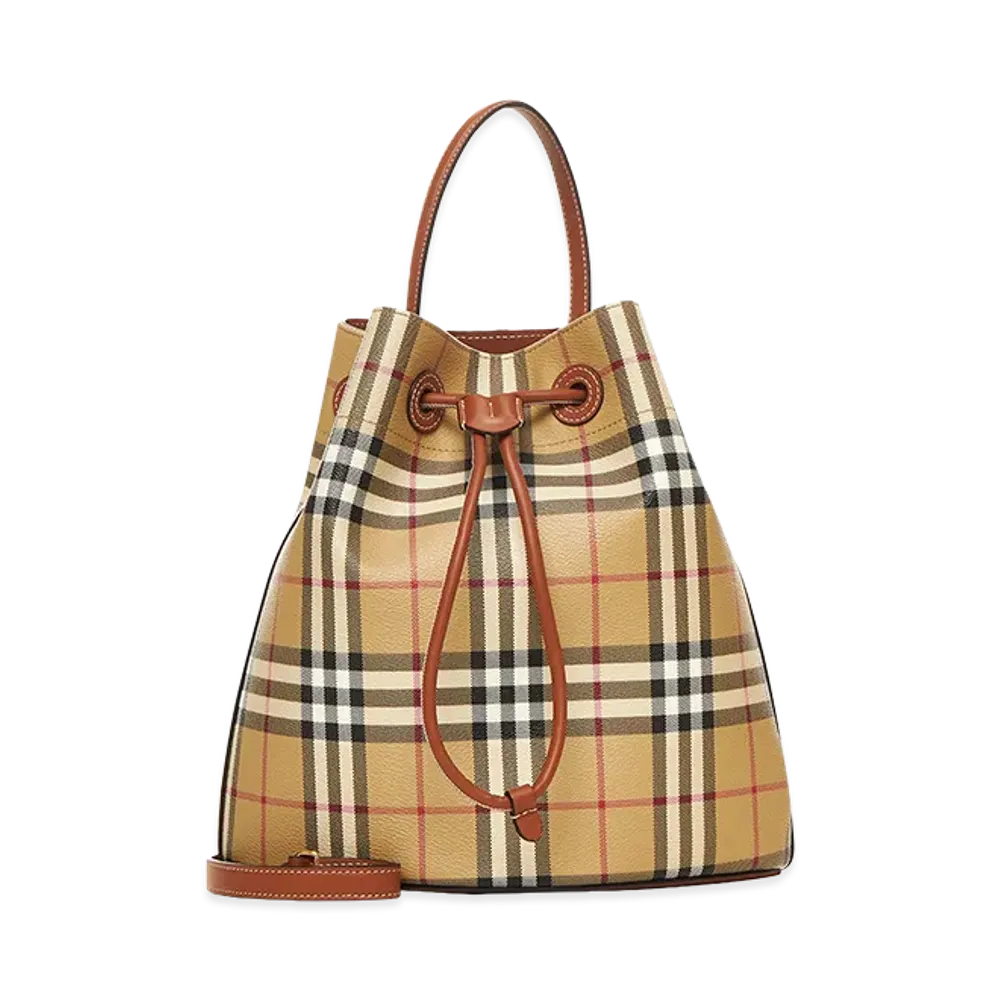 Burberry Printed Canvas Check Bucket Bag "Checked"