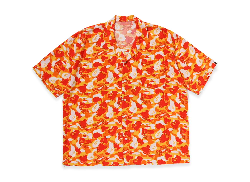 A BATHING APE x EMOTIONALLY UNAVAILABLE Open Collar SS Shirt "Orange"