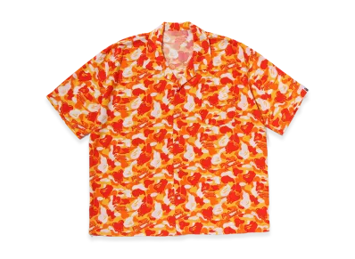 A BATHING APE x EMOTIONALLY UNAVAILABLE Open Collar SS Shirt "Orange"