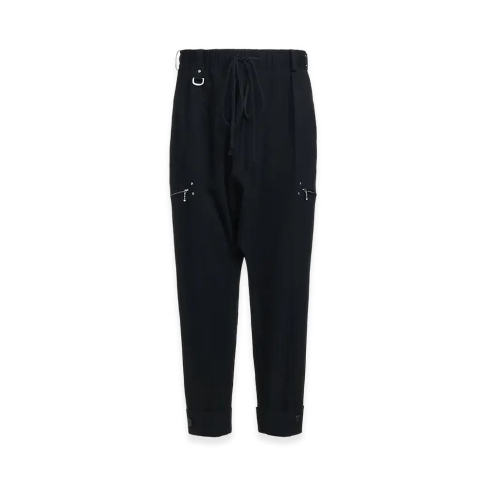 S'YTE Washer Finished Wool Gabardine Studs Slim Sarouel Pants "Black"