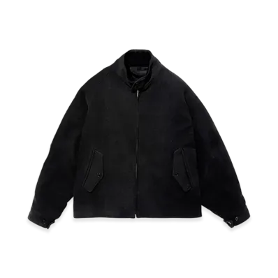 A.PRESSE Cashmere Silk Double Faced Pile Driving Jacket "Black"
