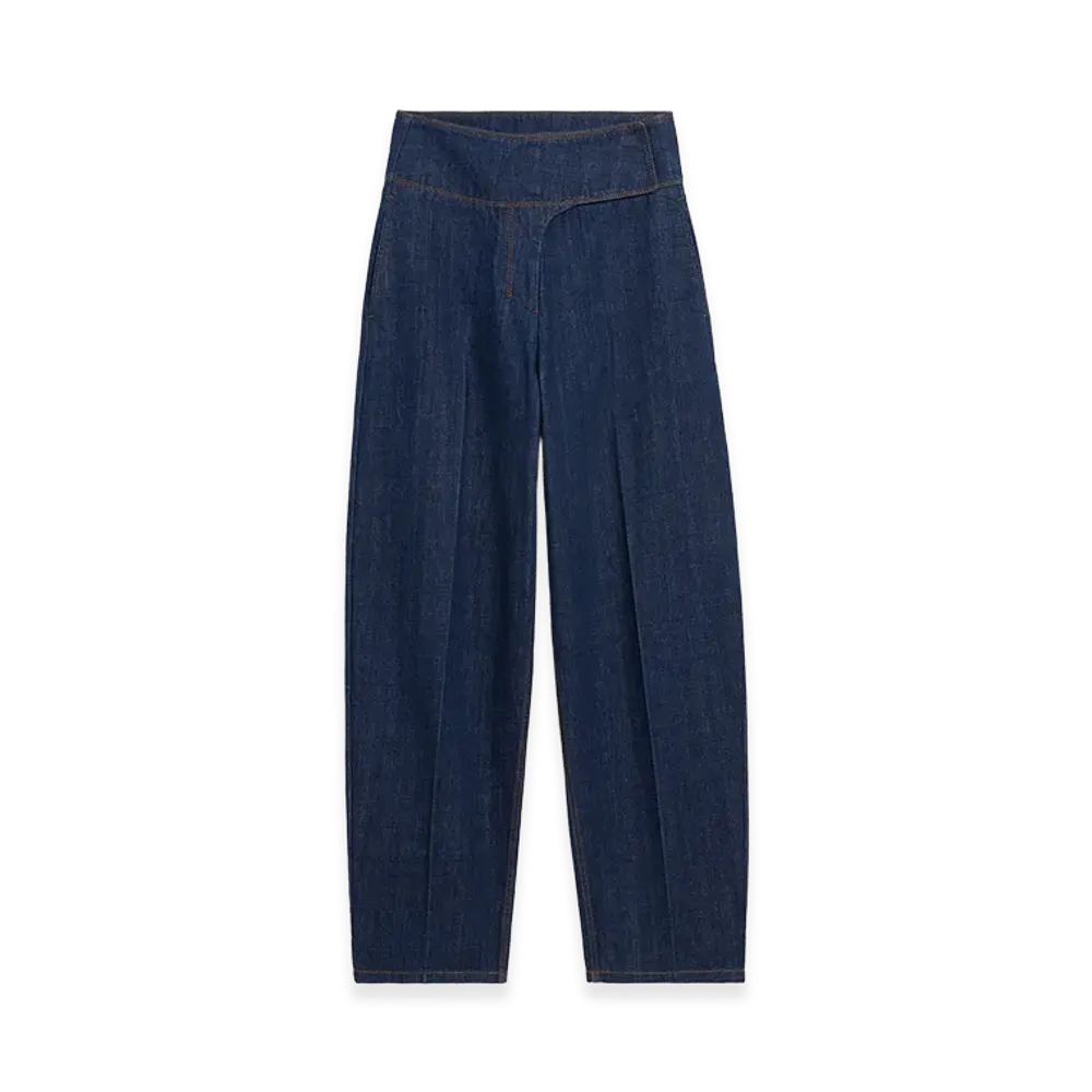 AMI PARIS Cotton Wrapped Belted Ballon Fit Jeans "Blue"