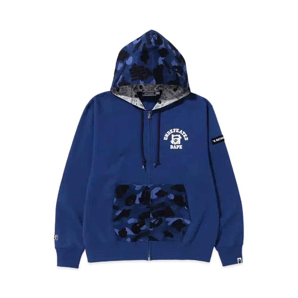 A BATHING APE x UNDEFEATED Color Camo Relaxed Zip Hoodie "Blue"