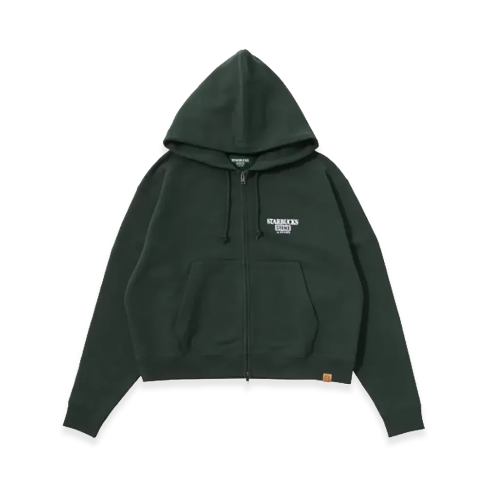 STARBUCKS STAND x BEAMS Logo Zip Hoodie "Green"