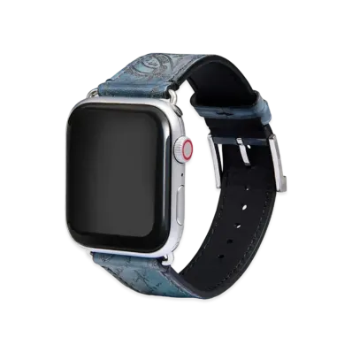 Berluti Apple Watch Bracelet Scritto Leather "Stone Denim"