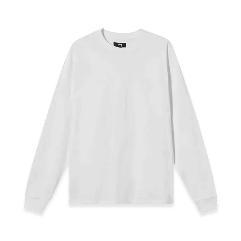 Stussy Overdyed Stock Logo LS Tee White "Grey Heather"