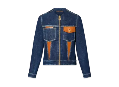 Louis Vuitton Leather Accent Denim Jacket "Bleu Chine"