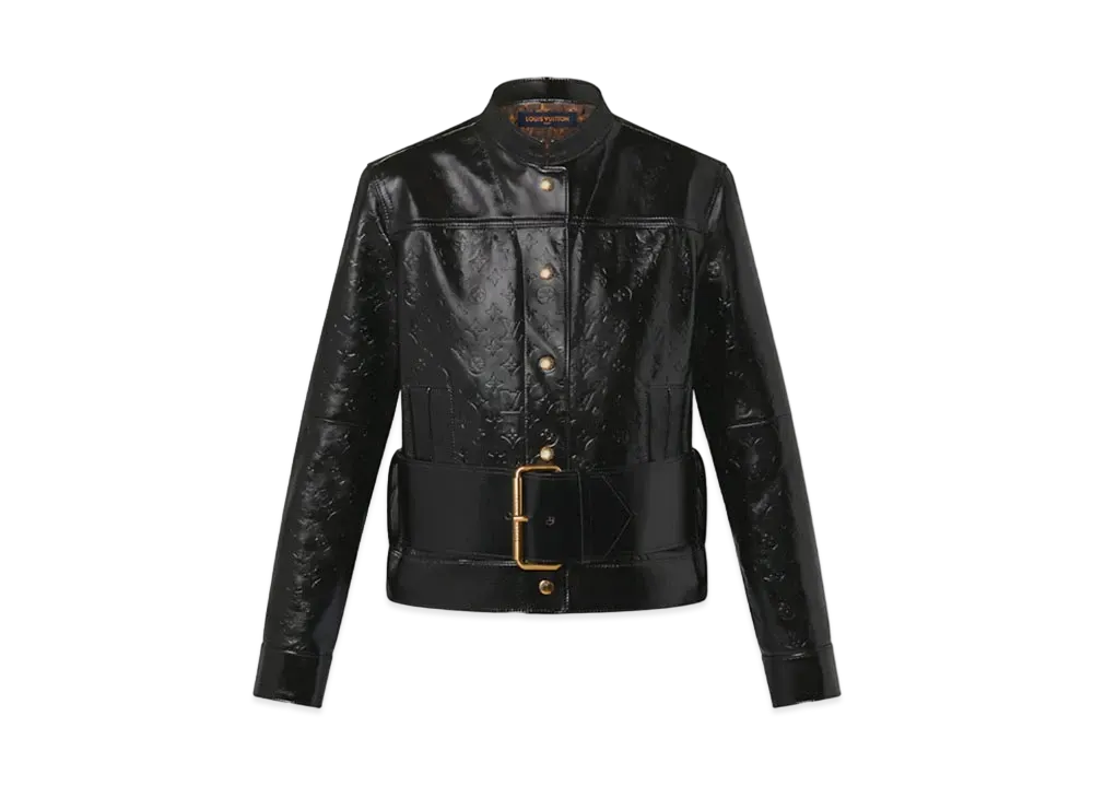 Louis Vuitton Oversized Belt Embossed Monogram Leather Jacket "Noir"