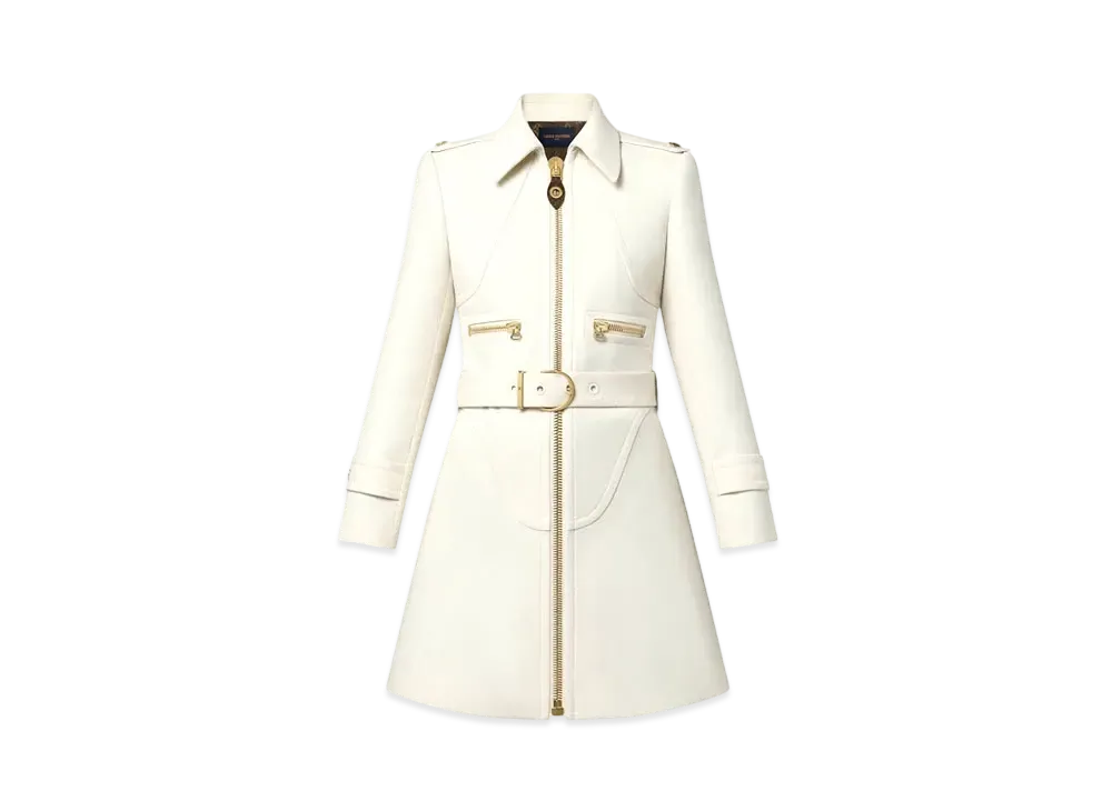 Louis Vuitton Wool Hopsack Belted Coat "Beige Claire"