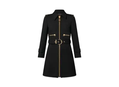 Louis Vuitton Wool Hopsack Belted Coat "Noir"