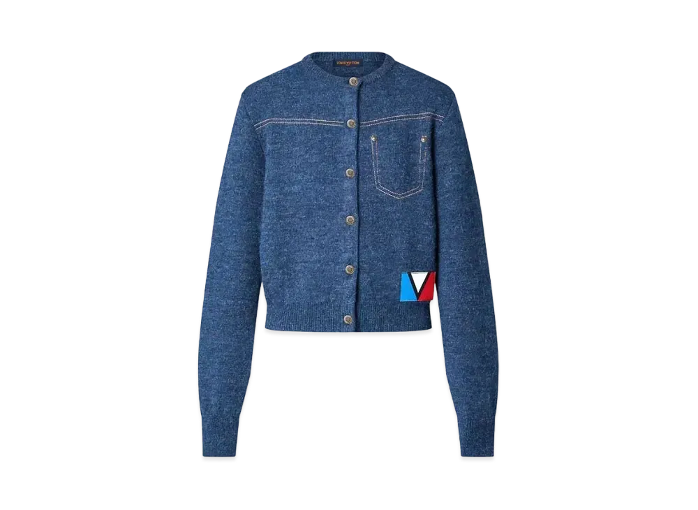 Louis Vuitton Denim-Effect Knit Cardigan "Blue"