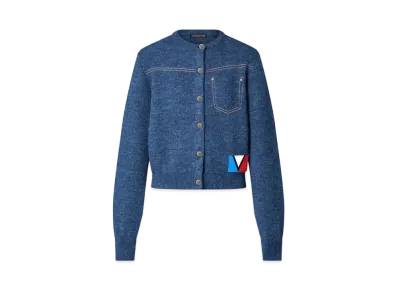 Louis Vuitton Denim-Effect Knit Cardigan "Blue"