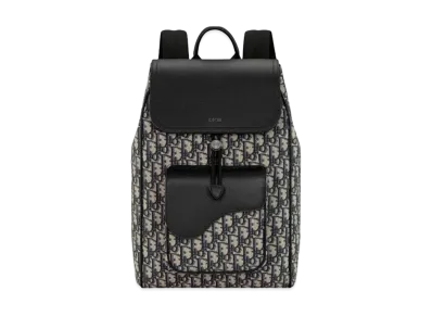Dior Saddle Backpack Dior Oblique Jacquard Grained Calfskin "Beige/Black"