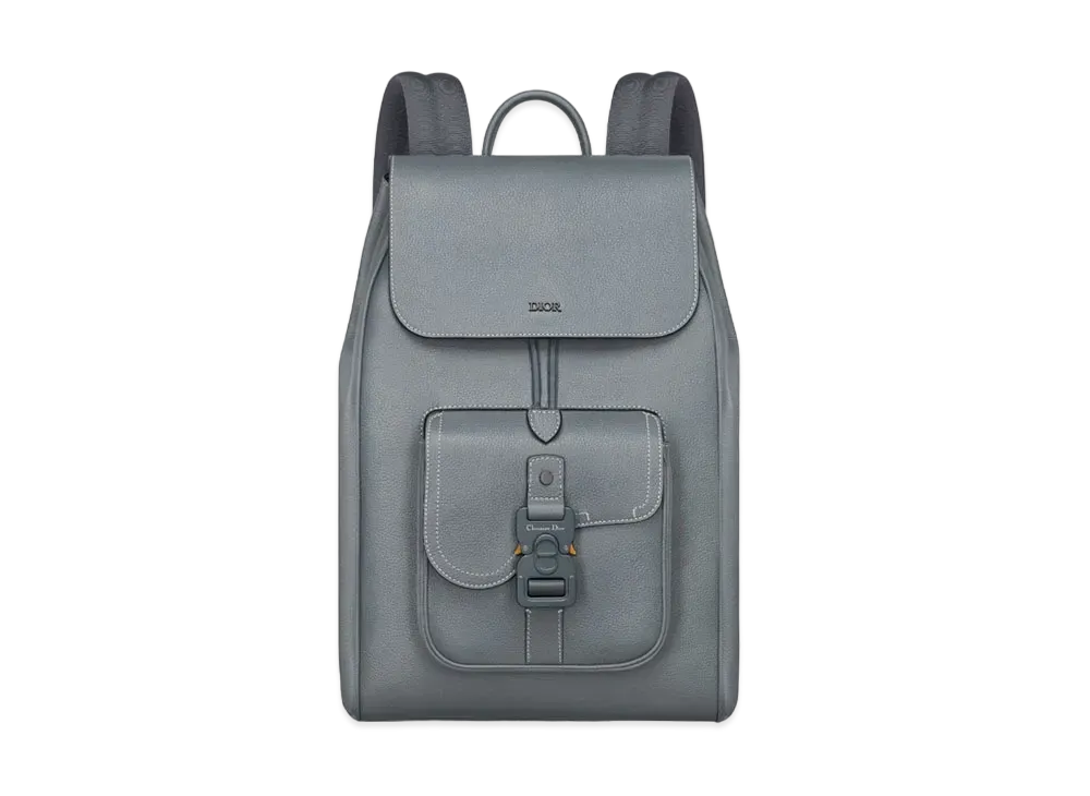 Dior Saddle Backpack Grained Calfskin with Contrasting Topstitching "Deep Gray"