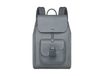 Dior Saddle Backpack Grained Calfskin with Contrasting Topstitching "Deep Gray"