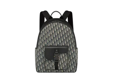 Dior Saddle Zip Backpack Dior Oblique Jacquard with Grained Calfskin "Beige/Black"
