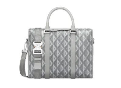 Dior Lingot Briefcase CD Diamond Canvas Smooth Calfskin "Gray"