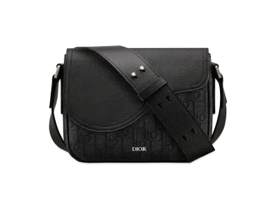 Dior Mini Saddle Messenger Bag Grained Calfskin Dior Oblique Jacquard "Black"