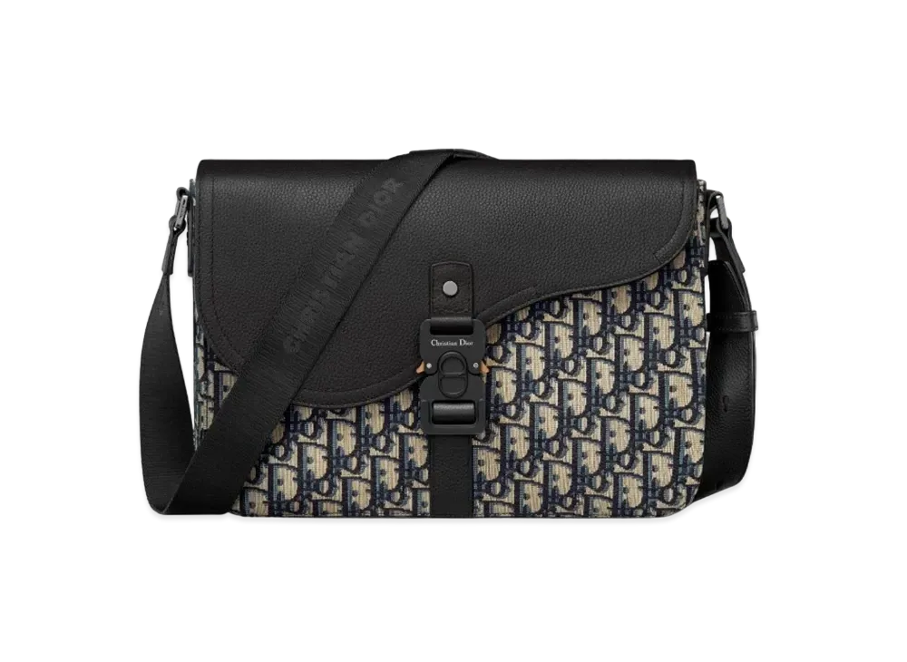 Dior Saddle Messenger Bag Dior Oblique Jacquard Grained Calfskin "Beige/Black"