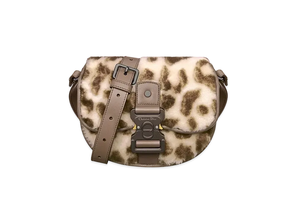 Dior Mini Gallop Bag with Strap Leopard Motif "Cream/Brown"