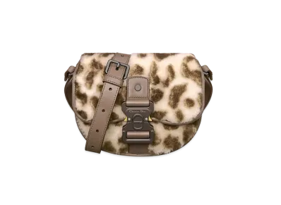 Dior Mini Gallop Bag with Strap Leopard Motif "Cream/Brown"