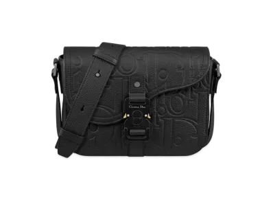 Dior Small Saddle Messenger Bag with Flap Dior Gravity Leather and Grained Calfskin "Black"